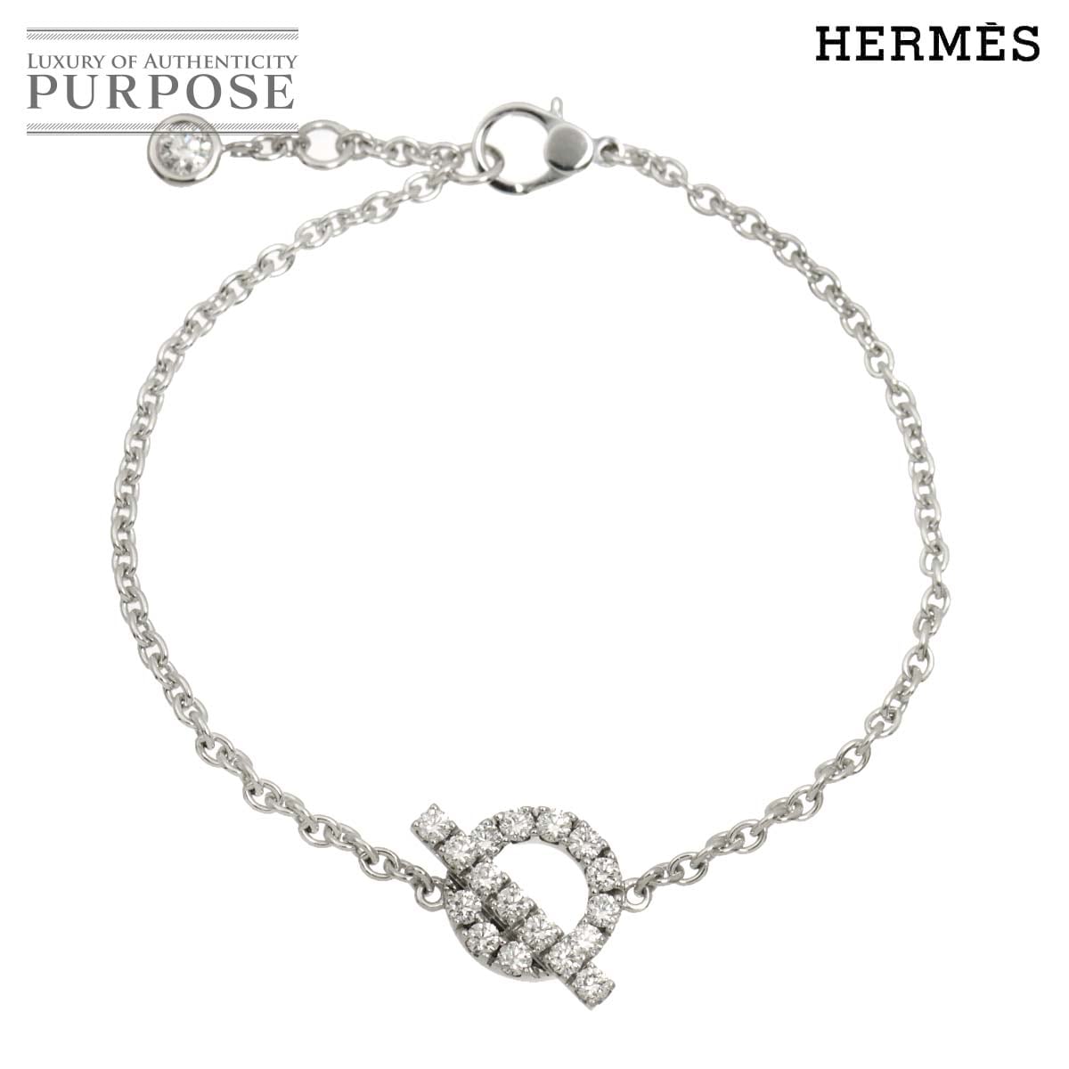 HERMES フィネス ダイヤ 0.55ct ブレスレット SH 15.5cm K18 WG ホワイトゴールド 750 Diamond Bracelet エルメス 90321607