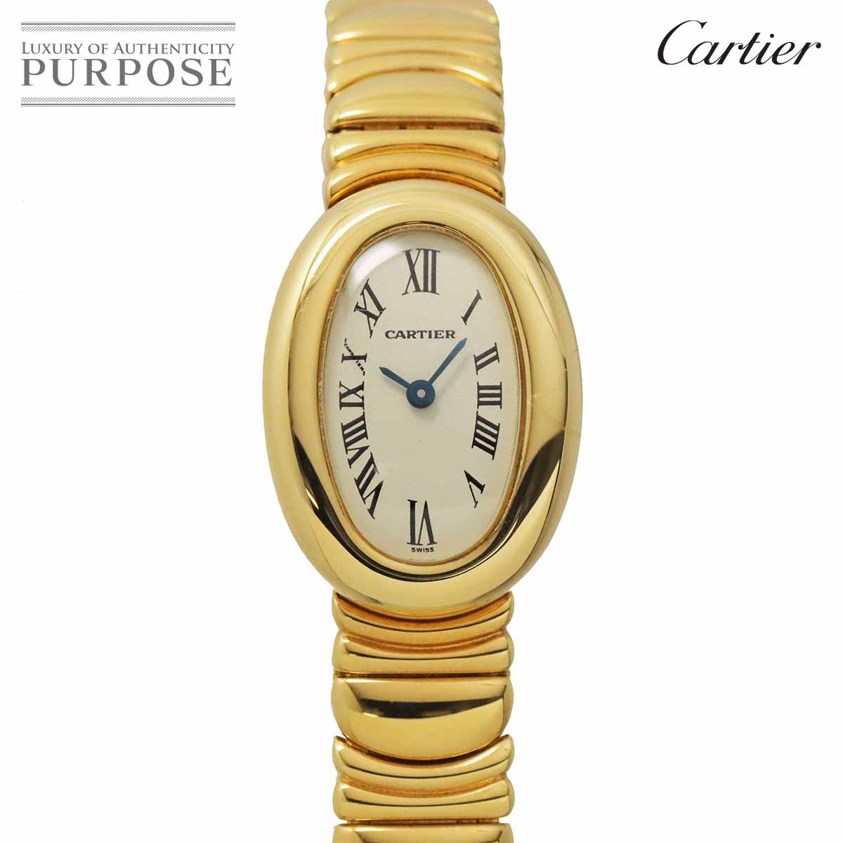 Cartier ミニベニュワール W15109D8 レディース 腕時計 アイボリー K18YG イエローゴールド クォーツ ウォッチ カルティエ 90325408