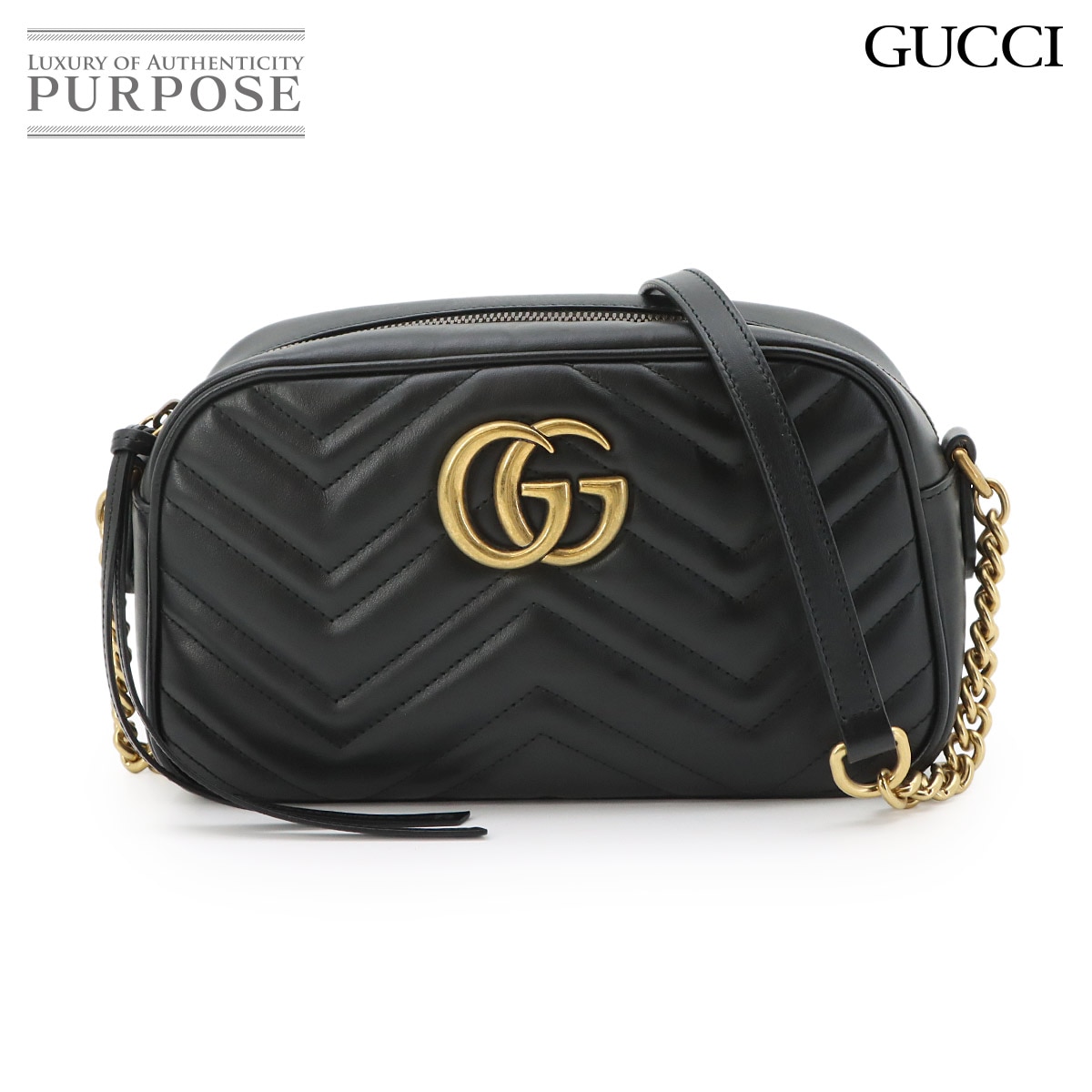 GUCCI GG マーモント チェーン ショルダー バッグ レザー ブラック 447632 GG Marmont Bag グッチ 90320665