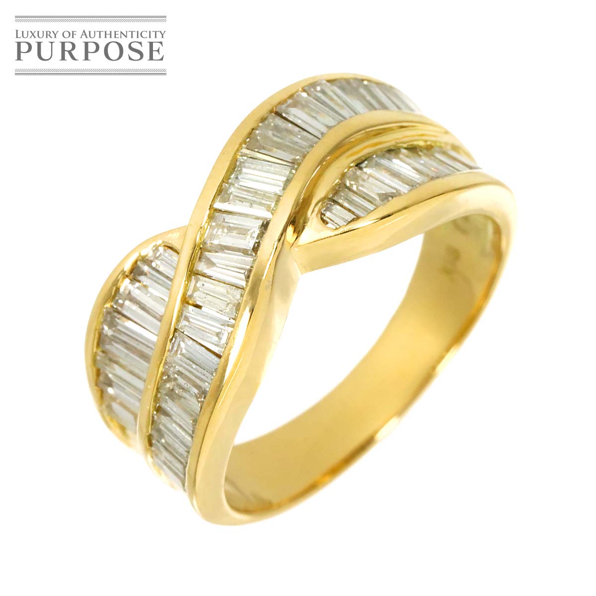 リング 12号 ダイヤ 1.00ct K18 YG イエローゴールド 750 指輪 Diamond Ring 90320835