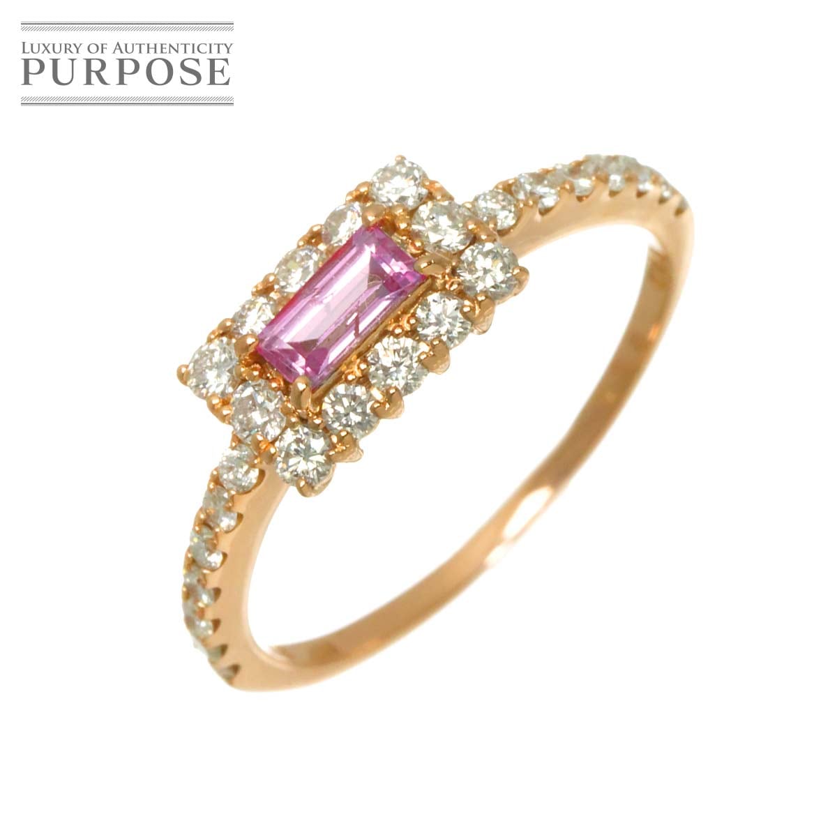 リング 12号 サファイヤ 0.25ct ダイヤ 0.44ct K18 PG ピンクゴールド 750 指輪 Sapphire Ring 90320838