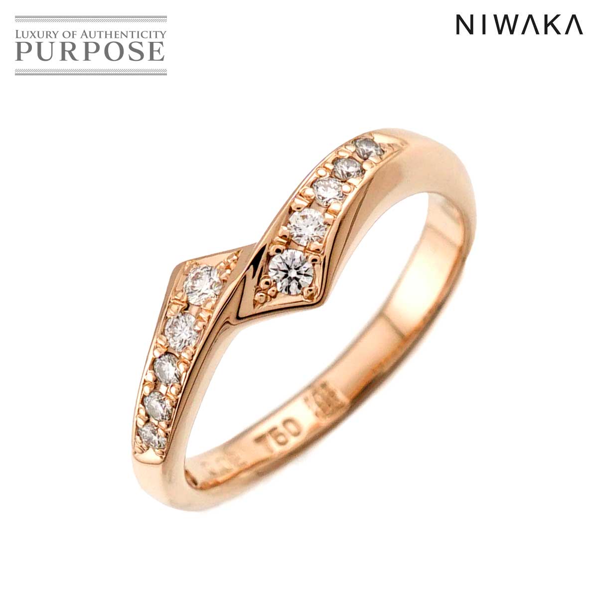 NIWAKA ニワカ 綾 AYA 11.5号 リング ダイヤ 0.13/0.02ct K18 PG ピンクゴールド 750 指輪 Diamond Ring 俄 90318575