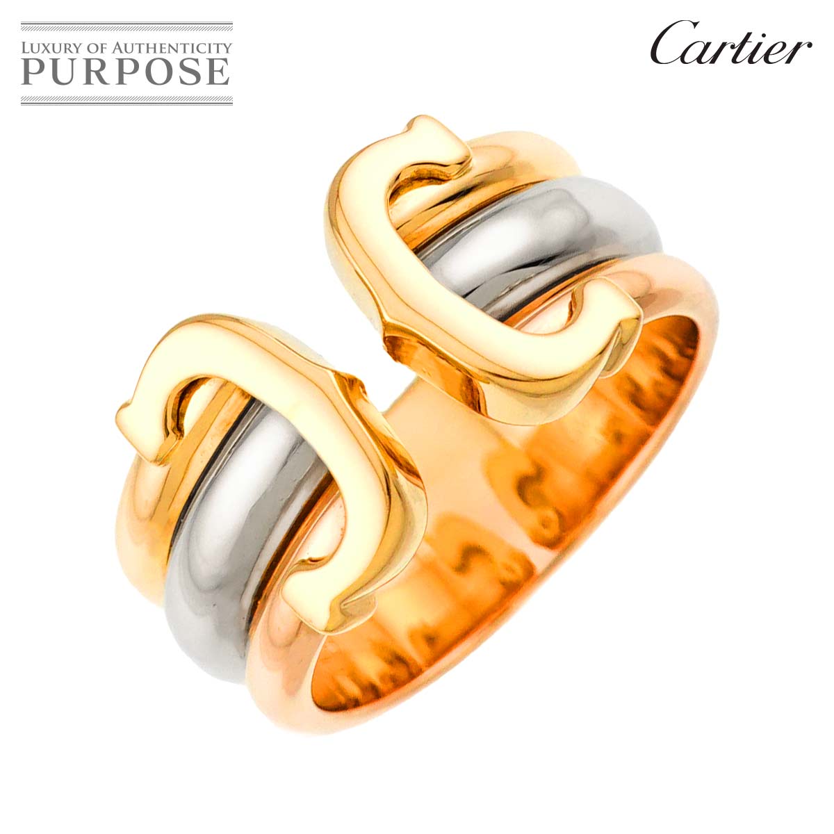 Cartier C2 #51 リング K18 YG WG PG スリーカラー スリーゴールド 750 指輪 2C Ring カルティエ 90320876