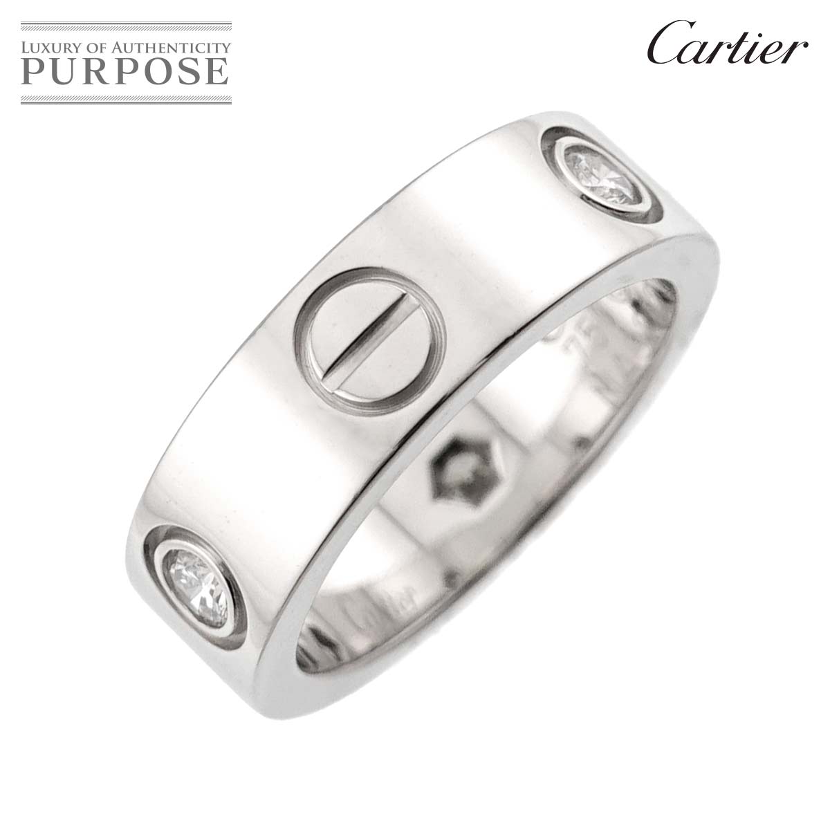 Cartier ラブ #48 リング ハーフ ダイヤ 3P K18 WG ホワイトゴールド 750 指輪 Love Ring カルティエ 90320878