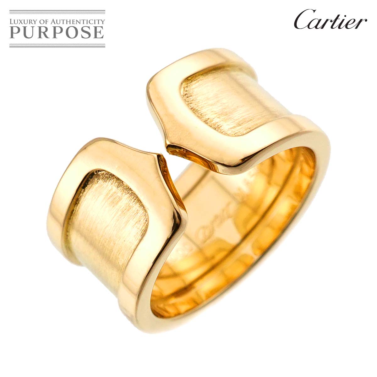 Cartier C2 ラージ LM #51 リング K18 YG イエローゴールド 750 2C 指輪 Logo Ring カルティエ 90324339