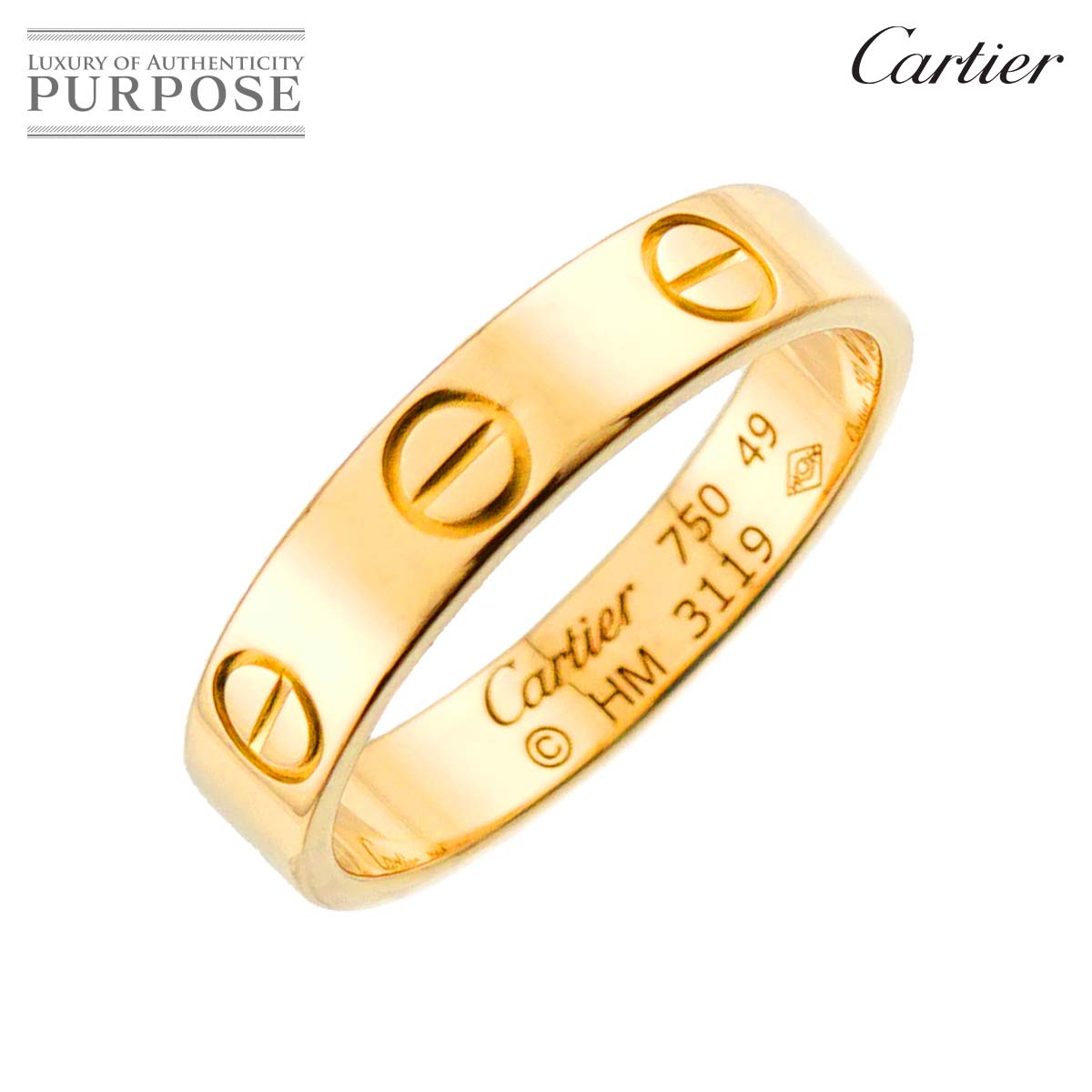 Cartier ミニラブ #49 リング K18 YG イエローゴールド 750 指輪 Mini Love Ring カルティエ 90324340
