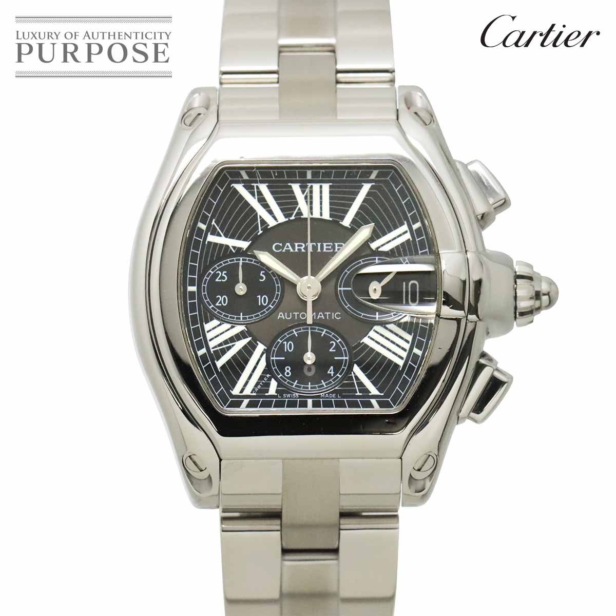 Cartier ロードスター クロノグラフ W62020X6 メンズ 腕時計 デイト ブラック オートマ 自動巻き ウォッチ Roadster カルティエ 90317750