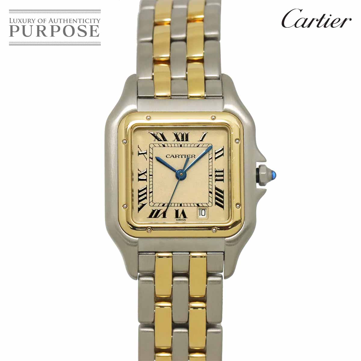 Cartier パンテールMM 2ロウ デイト コンビ W25028B6 ボーイズ 腕時計 デイト アイボリー YG イエローゴールド クォーツ Panthere カルティエ 90318715