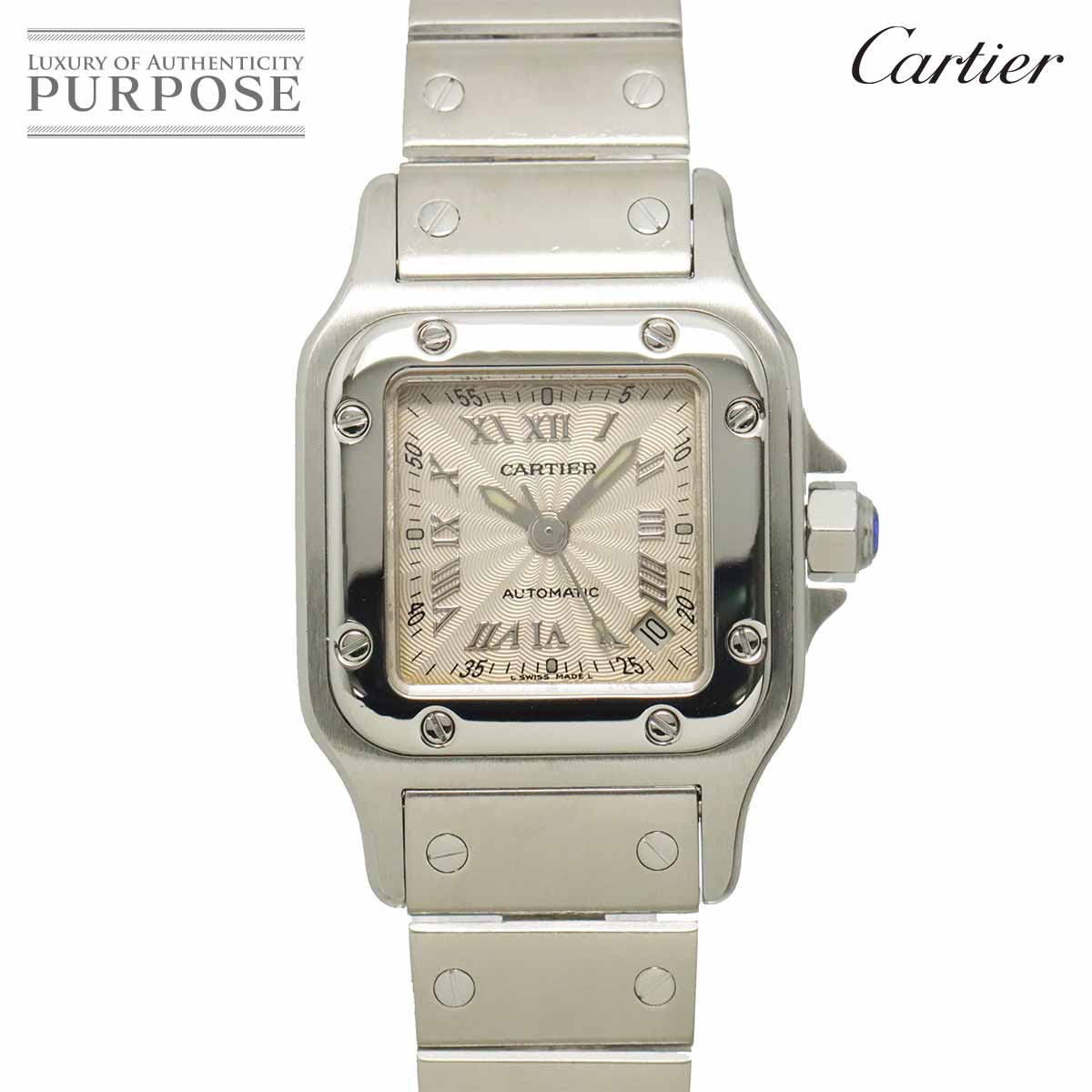 Cartier サントスガルベSM W20044D6 レディース 腕時計 デイト シルバー 自動巻き オートマ ウォッチ Santos カルティエ 90320032