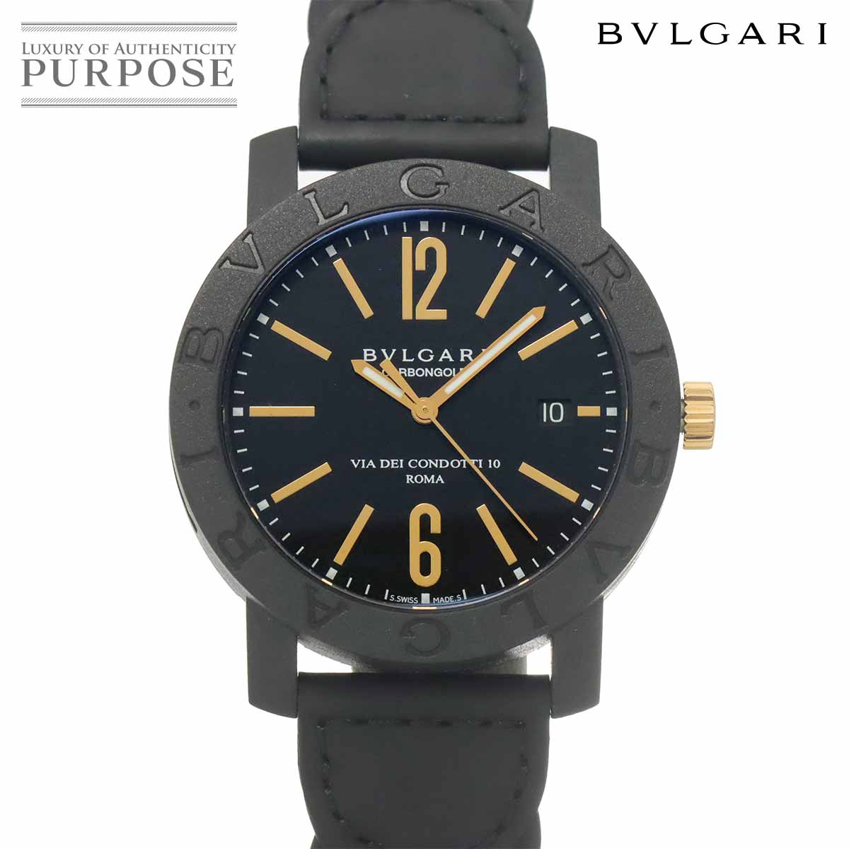 BVLGARI ブルガリブルガリ カーボンゴールド BB40CL メンズ 腕時計 デイト ブラック オートマ 自動巻き ウォッチ BVLGARIBVLGARI ブルガリ 90323295