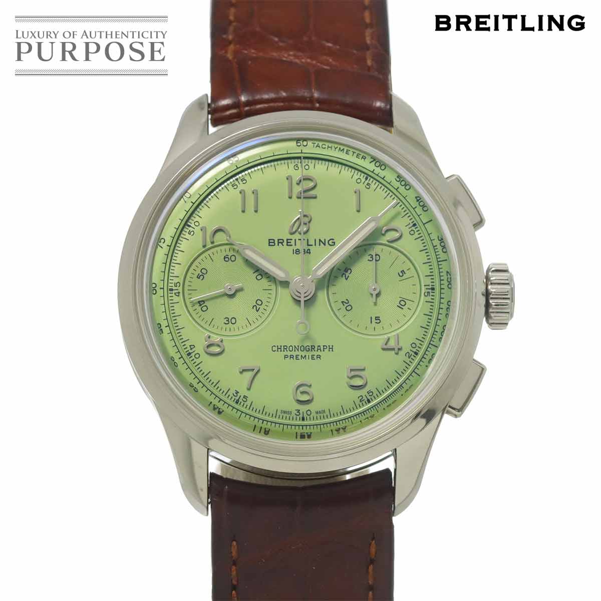 BREITLING プレミエ B09 クロノグラフ 40 AB0930 メンズ 腕時計 デイト ピスタチオグリーン 手巻き Premier ブライトリング 90325396