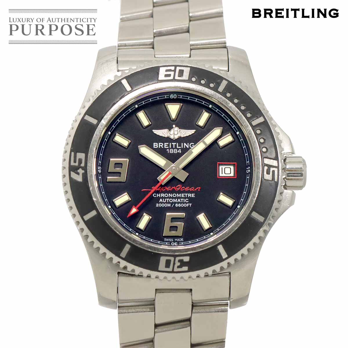 BREITLING スーパーオーシャン44 A17391 メンズ 腕時計 デイト ブラック オートマ 自動巻き ウォッチ Superocean ブライトリング 90325664