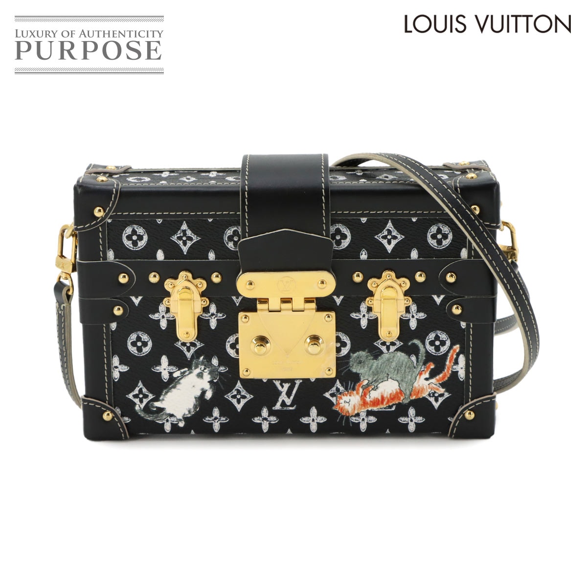 LOUIS VUITTON モノグラム キャットグラム プティット マル ショルダー バッグ ブラック M44437 Petite Malle ルイ ヴィトン 90317950