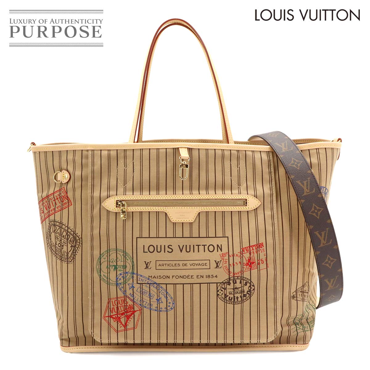 LOUIS VUITTON モノグラム ネヴァーフル インサイドアウト GM 2way トート ショルダー バッグ ブラウン スタンプベージュ M11948 RFID Neverfull Inside Out GM ルイ ヴィトン 90318822