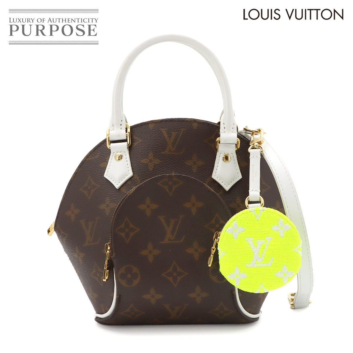 LOUIS VUITTON LV マッチ モノグラム エリプス BB 2way ハンド ショルダー バッグ レザー ブラウン ホワイト M20752 Ellipse BB ルイ ヴィトン 90320962