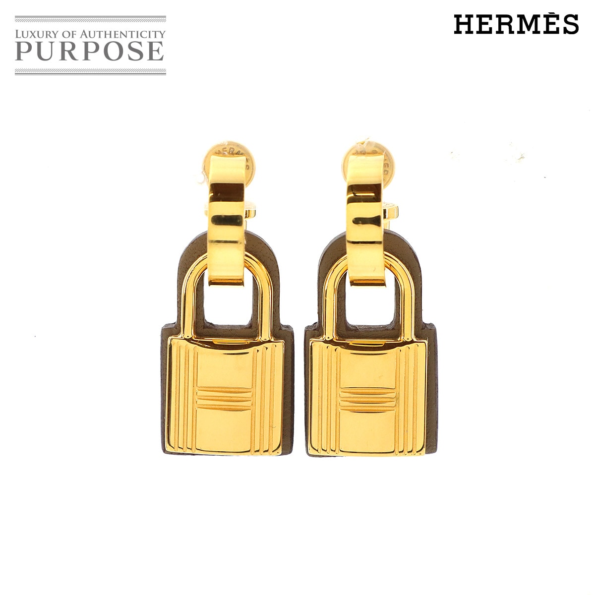 HERMES オーケリー ピアス カデナ型 スイング スイフト エトゥープ D刻印 アクセサリー Earrings エルメス 90321704