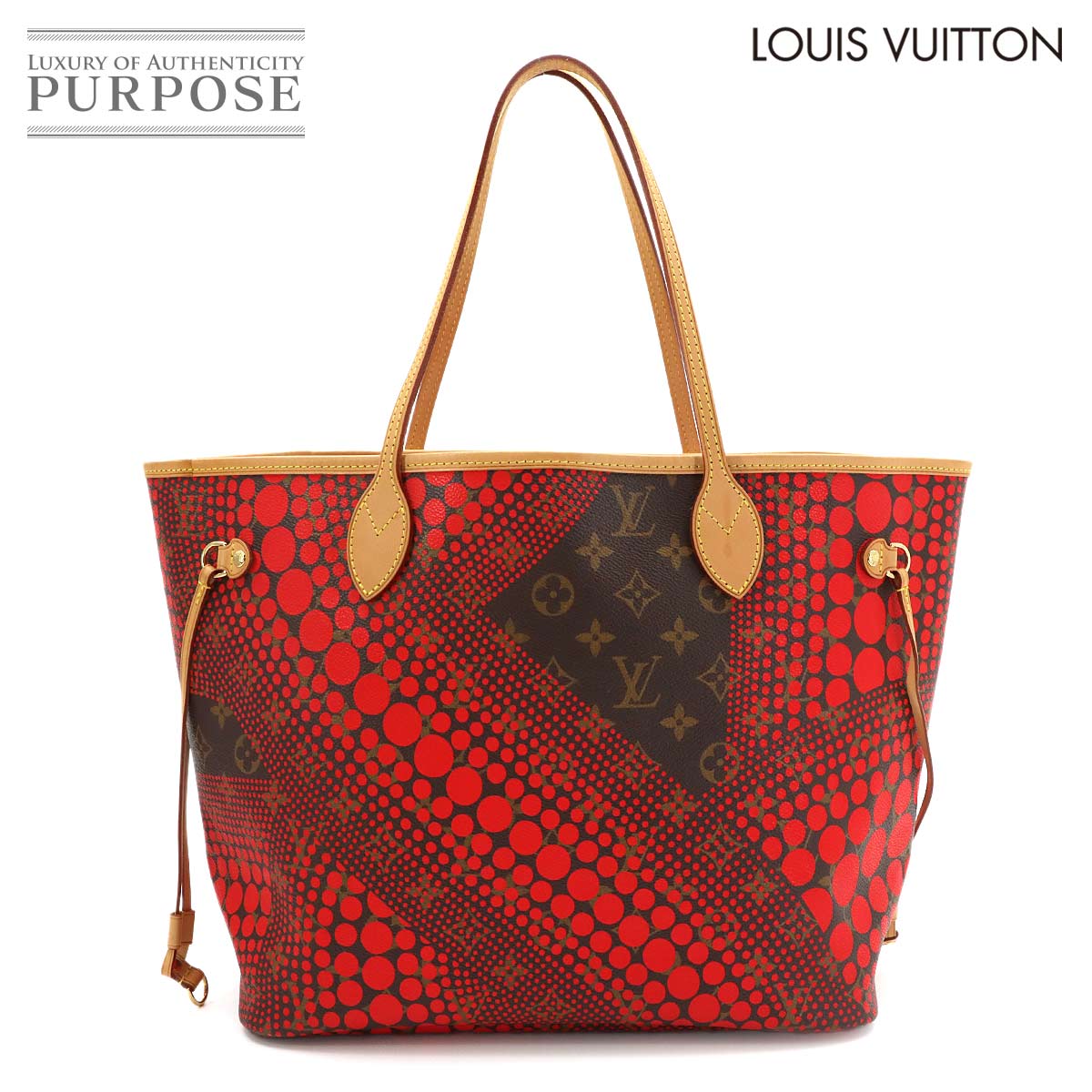 LOUIS VUITTON モノグラム ウェーブ ネヴァーフル MM トート バッグ ルージュ 草間彌生 M40686 ドット 水玉 Neverfull MM ルイ ヴィトン 90325434