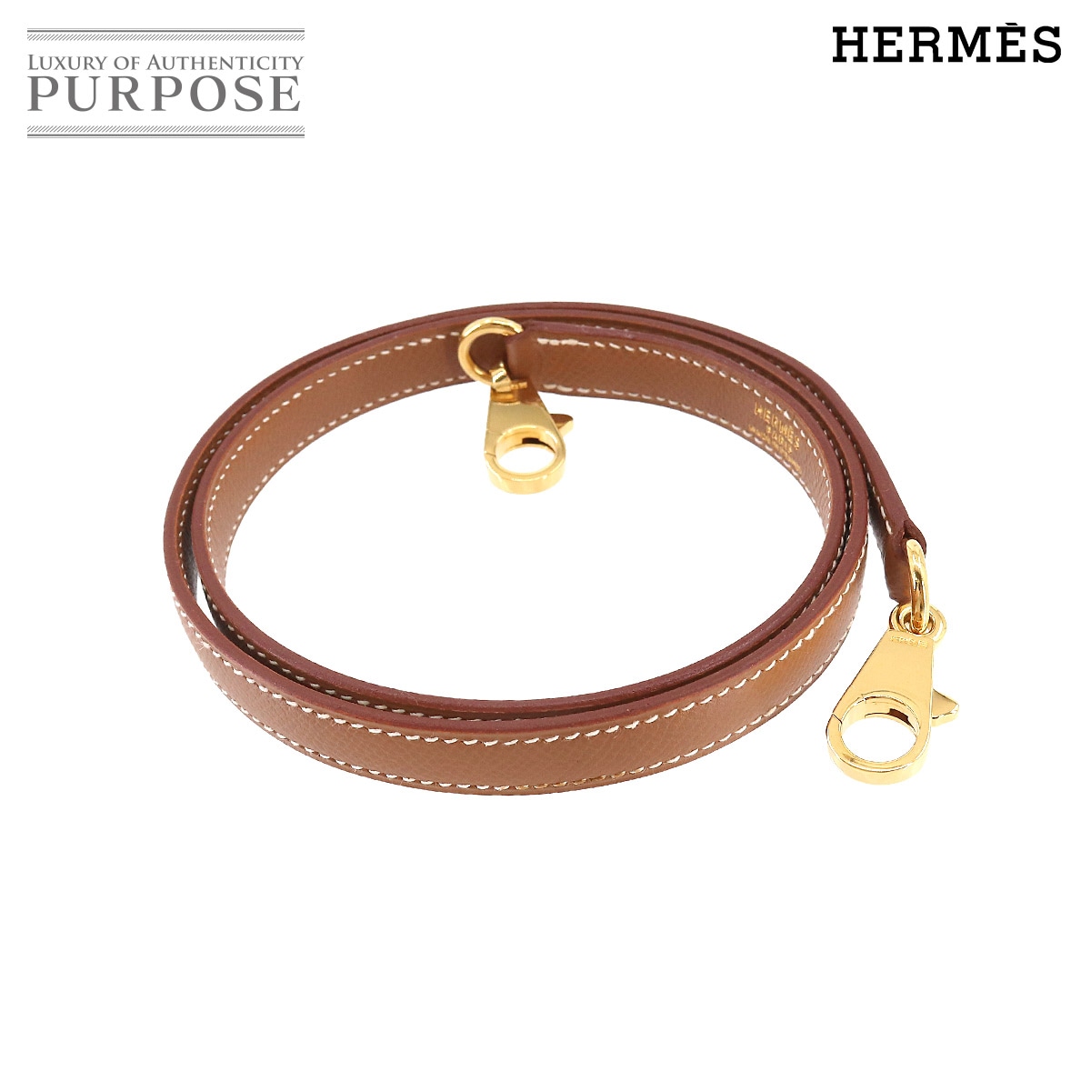 HERMES ケリー ボリード ショルダー ストラップ エプソン ゴールド ブラウン 小物 Shoulder Strap エルメス 90208925