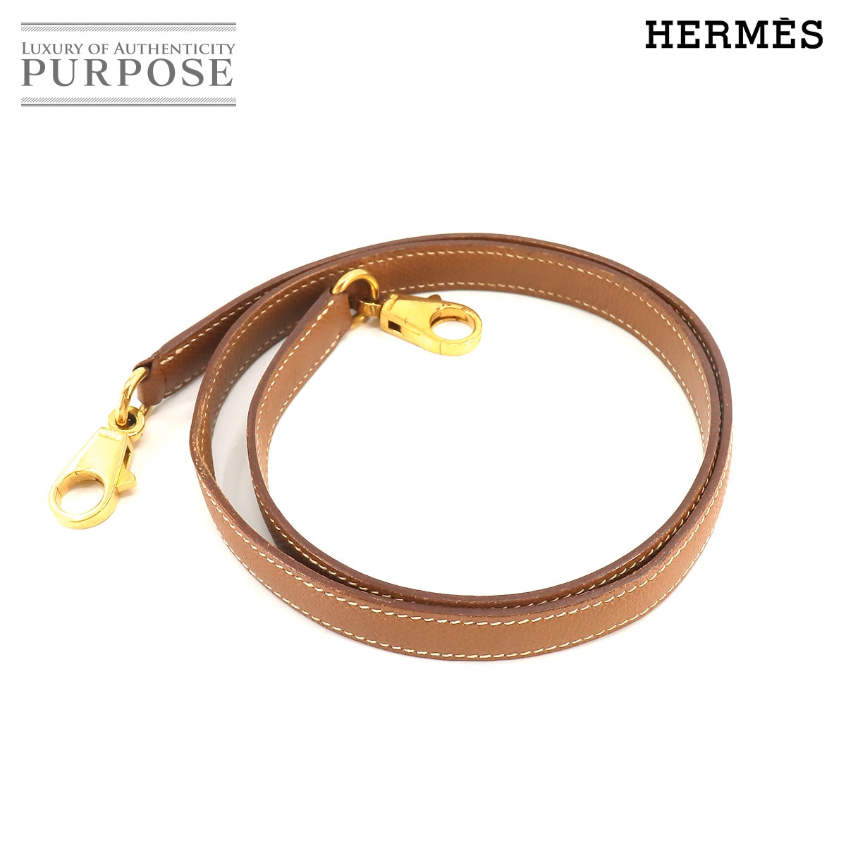 HERMES ケリー ボリード ショルダー ストラップ クシュベル エプソン ゴールド ブラウン 小物 Shoulder Strap エルメス 90217543
