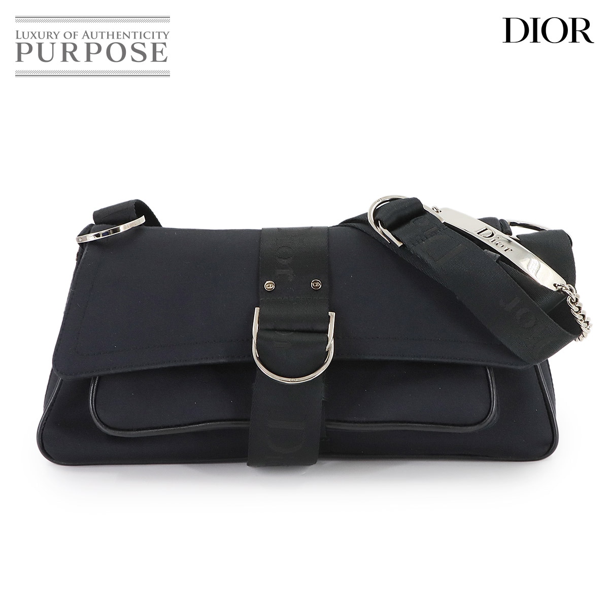 Christian Dior ハードコア ショルダー バッグ キャンバス レザー ブラック ラインストーン Hardcore Shoulder Bag クリスチャン ディオール 90306157