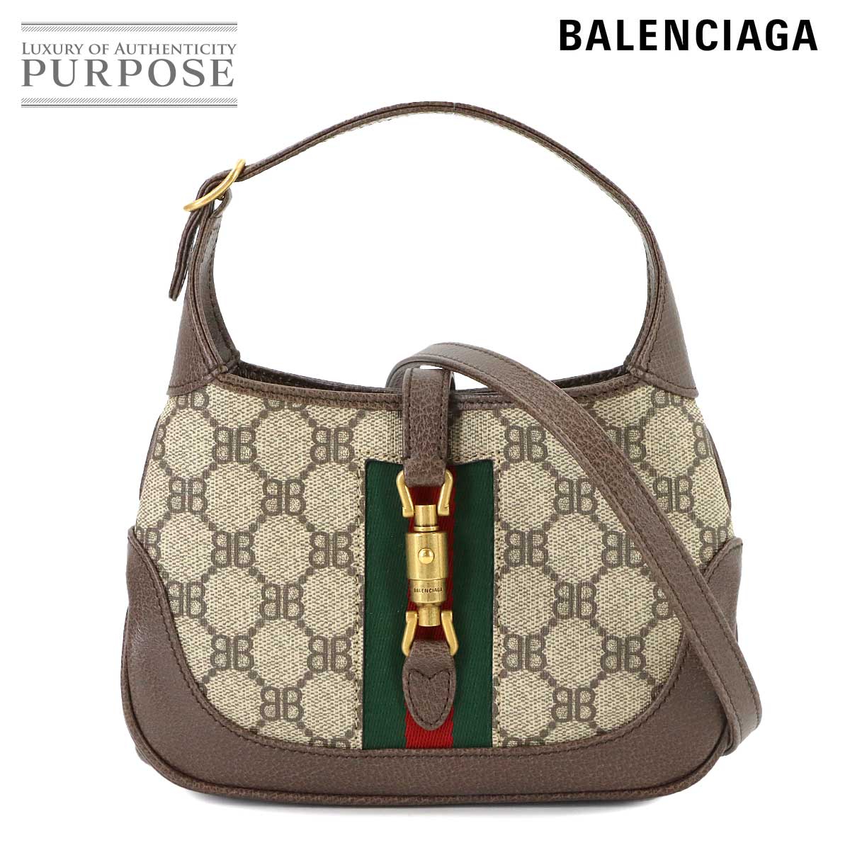 BALENCIAGA グッチ ザ ハッカー プロジェクト ジャッキー 1961 2way ハンド ショルダー バッグ PVC レザー ベージュ ブラウン 680132 Hand Shoulder Bag バレンシアガ 90317967