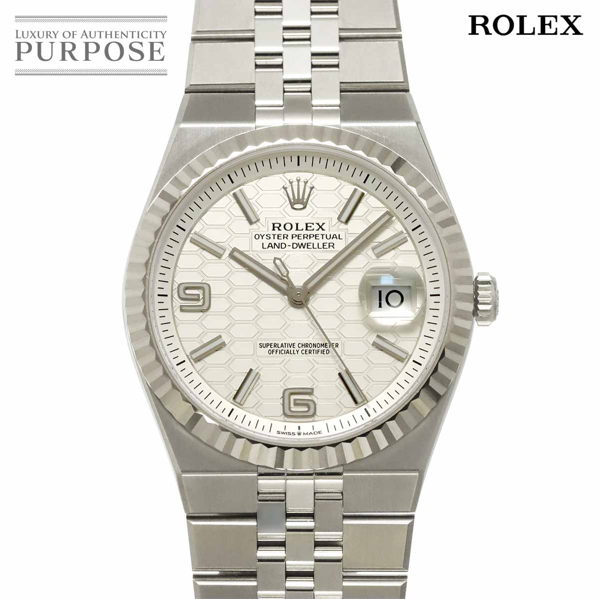ROLEX ランドドゥエラー 40 コンビ 127334 ランダム メンズ 腕時計 ハニカムモチーフ K18WG ホワイトゴールド オートマ 自動巻き ウォッチ Land Dweller ロレックス 90302992