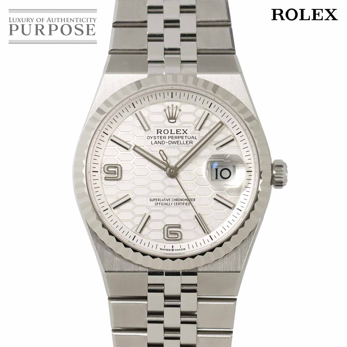 ROLEX ランドドゥエラー 36 コンビ 127234 ランダム メンズ 腕時計 ハニカムモチーフ K18WG ホワイトゴールド オートマ 自動巻き ウォッチ Land Dweller ロレックス 90301762
