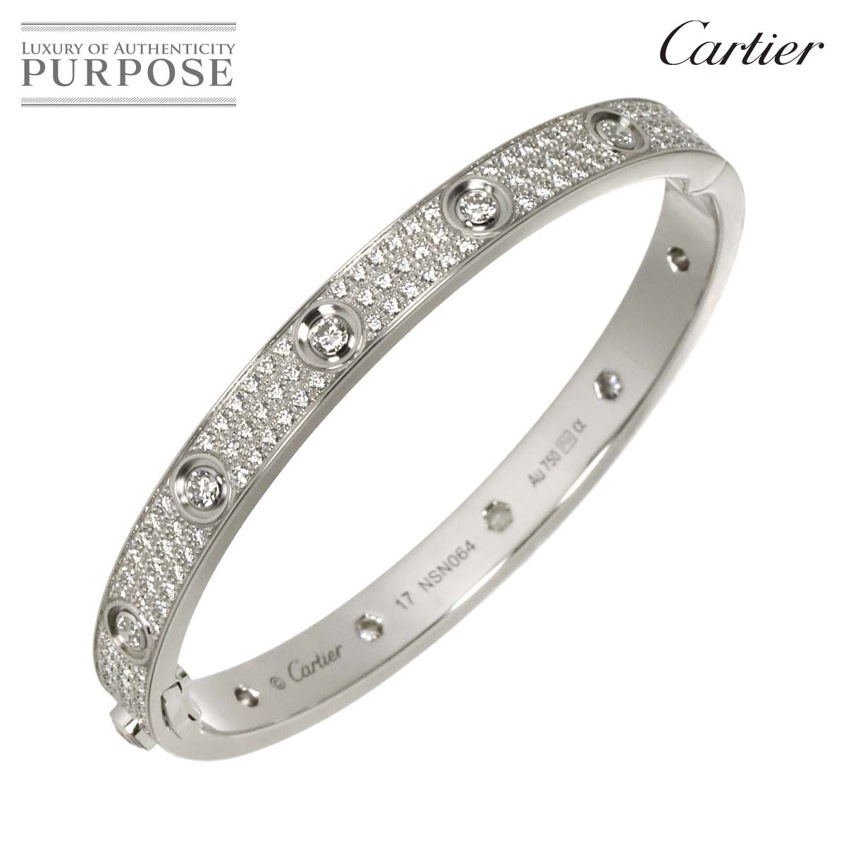 Cartier ラブ ブレス クラシック #17 フル パヴェ ダイヤ K18 WG 750 ブレスレット Love Bracelet【証明書付き】カルティエ 90321494