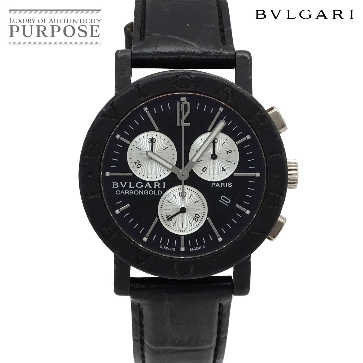 BVLGARI ブルガリブルガリ クロノグラフ BB38CLCH メンズ 腕時計 デイト ブラック カーボン クォーツ ウォッチ BVLGARIBVLGARI ブルガリ 90324728