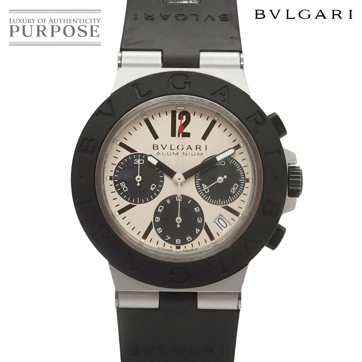 BVLGARI アルミニウム BB40ATCH クロノグラフ メンズ 腕時計 デイト シルバー オートマ 自動巻き ウォッチ aluminum ブルガリ 90324882
