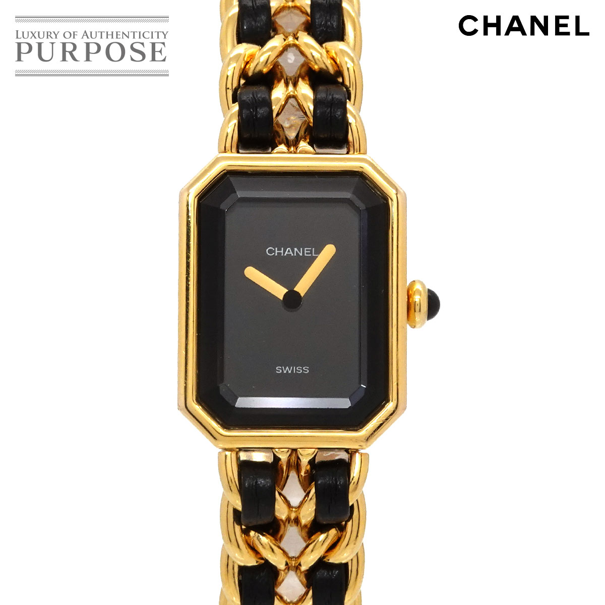 CHANEL プルミエール Lサイズ H0001 ヴィンテージ レディース 腕時計 ブラック ゴールド クォーツ ウォッチ Premiere シャネル 90325417
