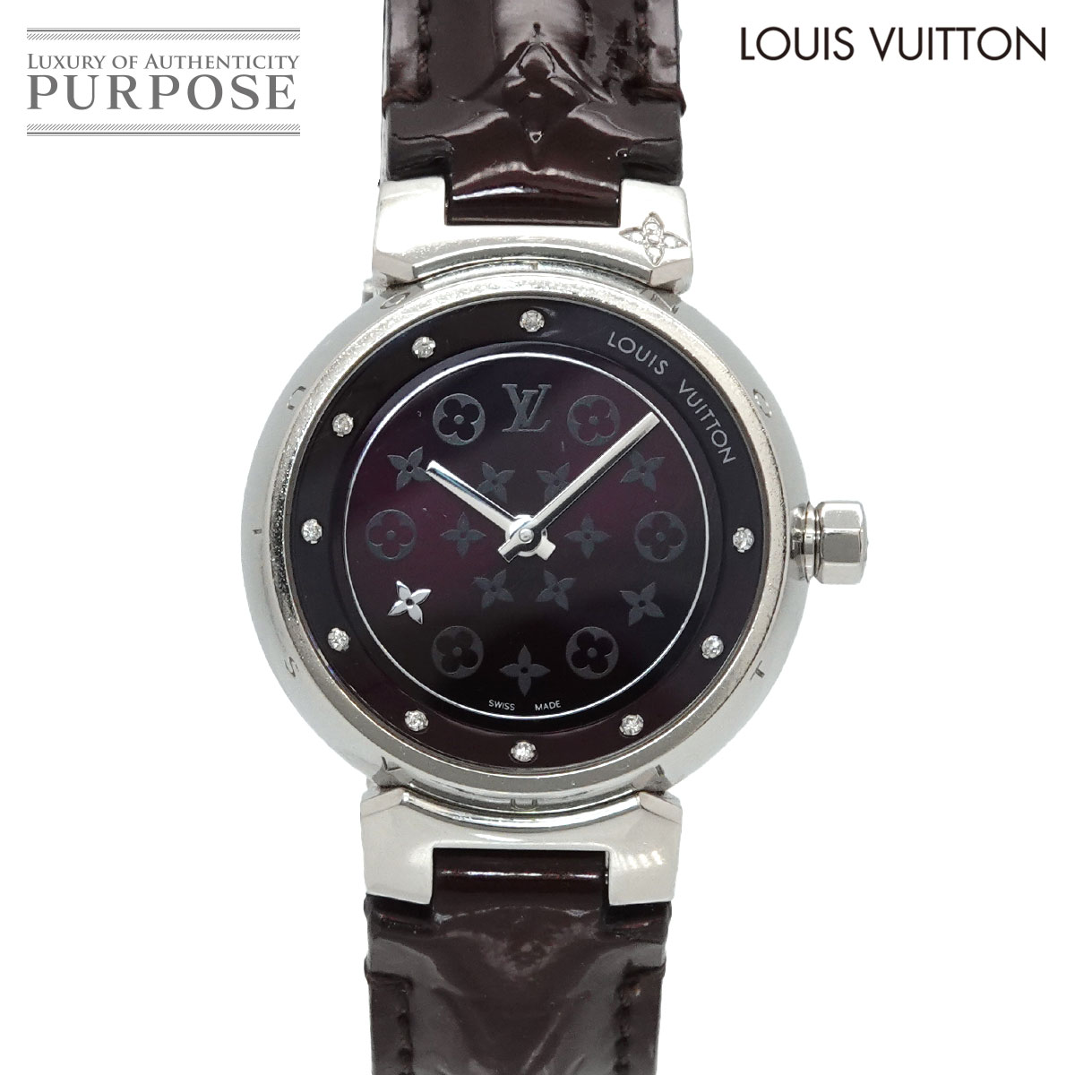LOUIS VUITTON タンブール ディスク ディアモンPM Q12M3 レディース時計 10P ダイヤ クォーツ ウォッチ Tambour ルイ ヴィトン 90325679