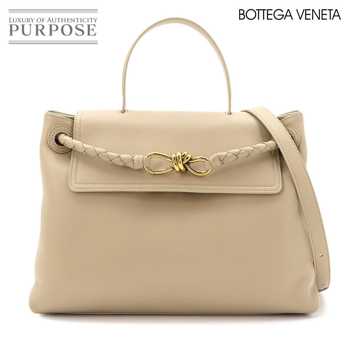 BOTTEGA VENETA チャオチャオ 2way ハンド ショルダー バッグ レザー エクリュ ゴールド 金具 Ciao Ciao Bag ボッテガ ヴェネタ 90321695