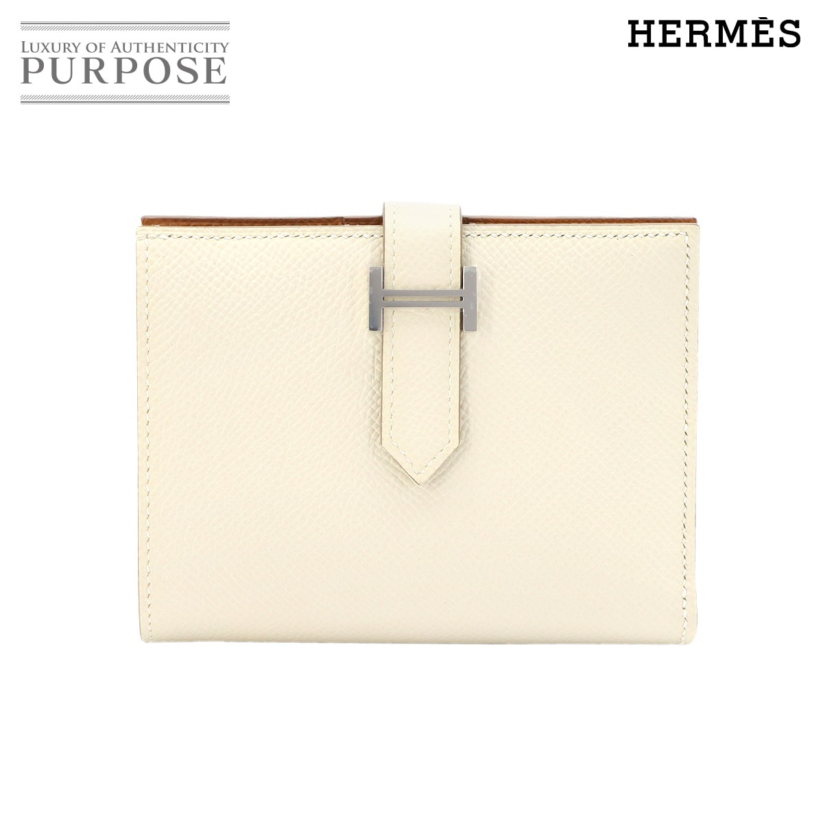 HERMES ベアン コンパクト ヴェルソ 二つ折り 財布 エプソン クレ ゴールド U刻印 シルバー 金具 Bearn Compact エルメス 90322789
