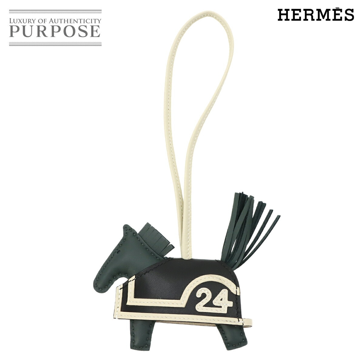 HERMES ロデオ ロベオ 24 PM バッグ チャーム アニョーミロ ヴェールマングローブ ブラック クレ K刻印 Rodeo Robeo PM エルメス 90325544