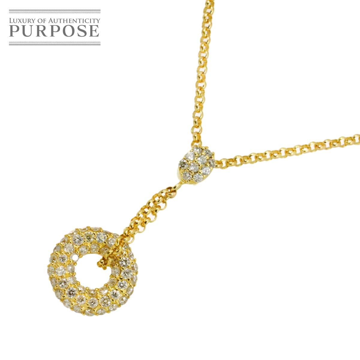 ダイヤ 0.67ct ネックレス 40cm K18 YG イエローゴールド 750 Diamond Necklace 90320466