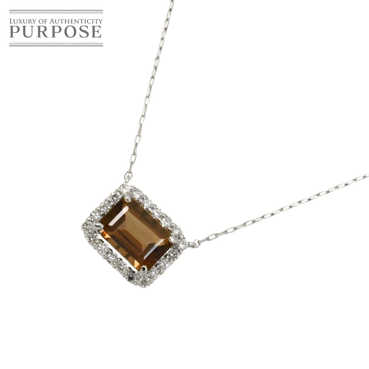 クォーツ ダイヤ 0.16ct ネックレス 40.5cm Pt プラチナ Quartz Necklace 90322768