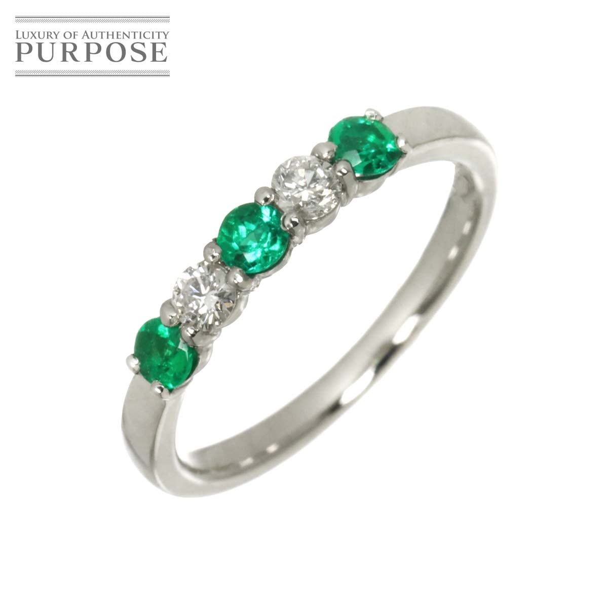 リング 9.5号 エメラルド 0.24ct ダイヤ 0.16ct Pt プラチナ 指輪 Emerald Ring 90322770