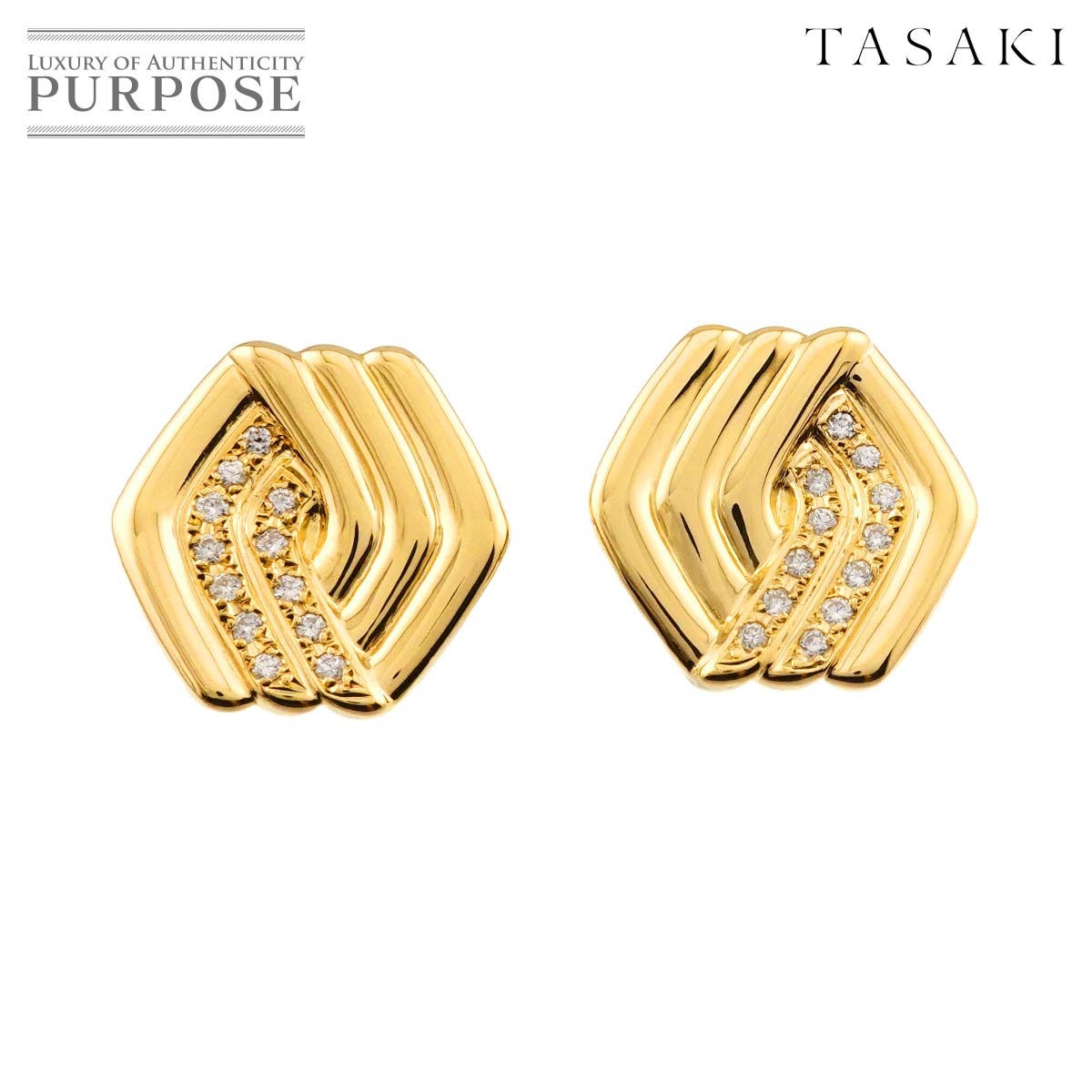 TASAKI ダイヤ 0.15ct×2 イヤリング K18 YG イエローゴールド 750 田崎真珠 Earrings Clip on タサキ 90315756