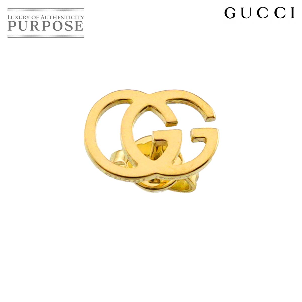 GUCCI GG ランニング ロゴ ピアス K18 YG イエローゴールド 750 片耳 片方のみ Earring Pierced　グッチ 90318817