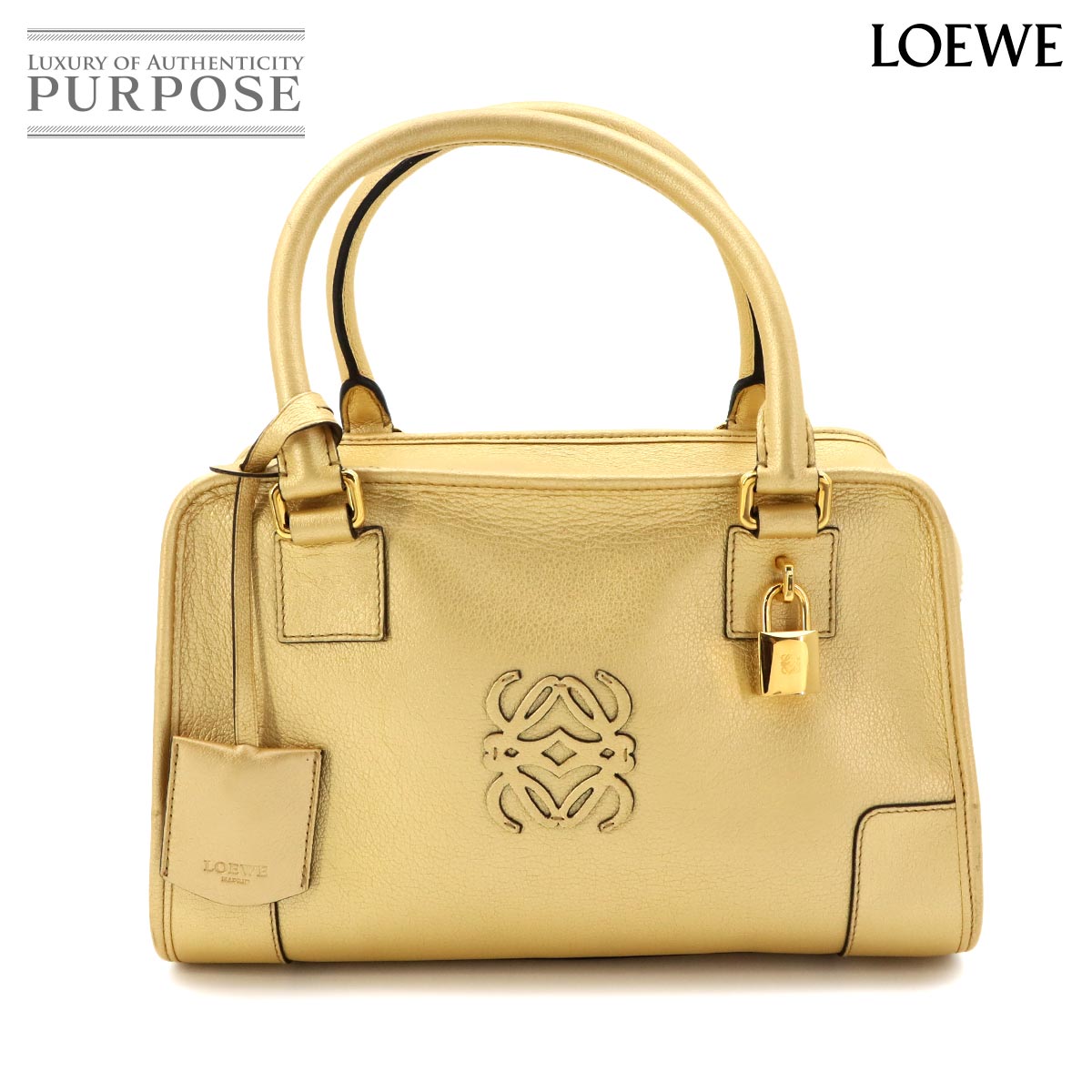 LOEWE アマソナ 28 ハンド バッグ レザー ゴールド 339.70.780 ゴールド 金具 Amazona ロエベ 90324802