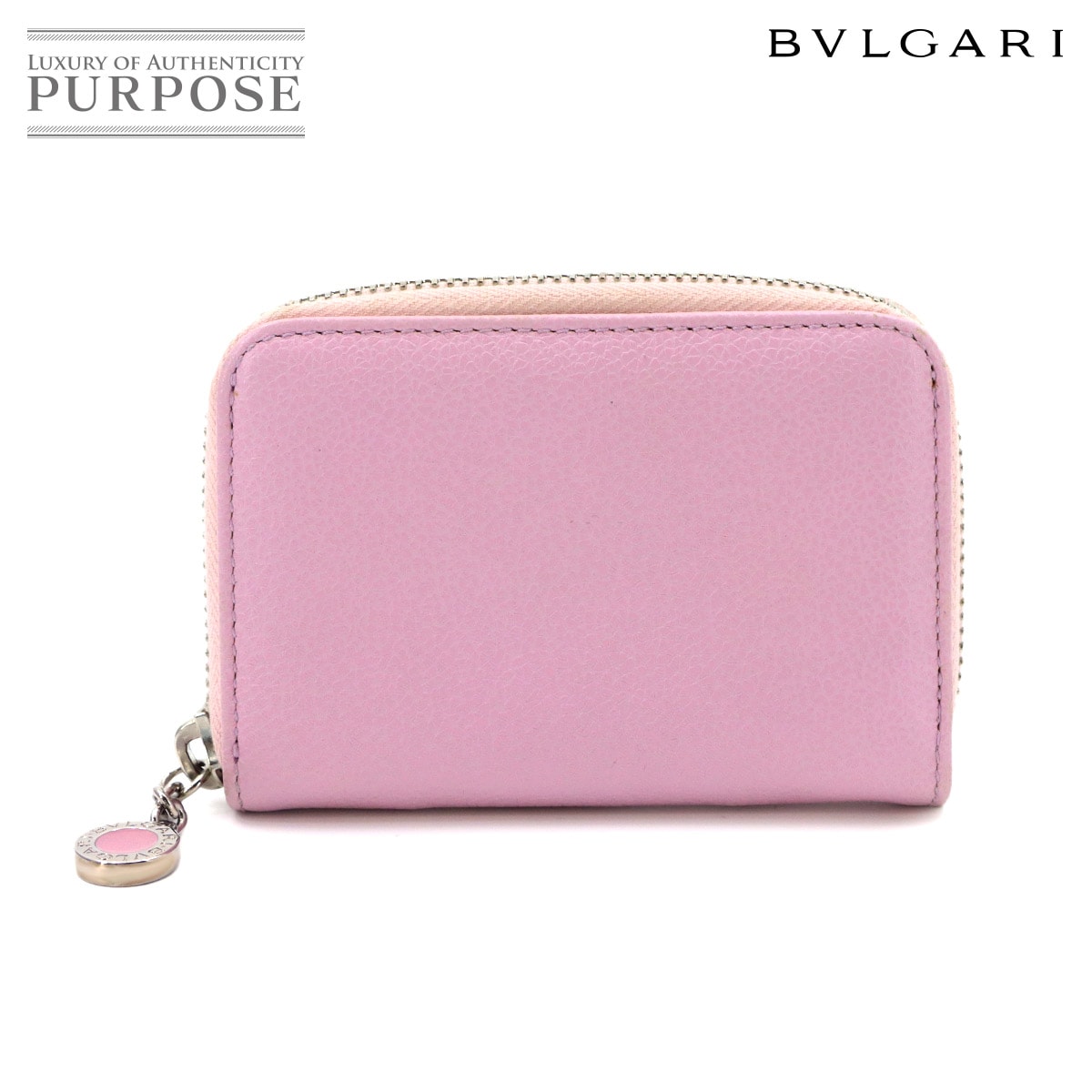 BVLGARI ブルガリブルガリ コインケース 小銭入れ レザー ピンク シルバー 金具 Coin purse ブルガリ 90325028