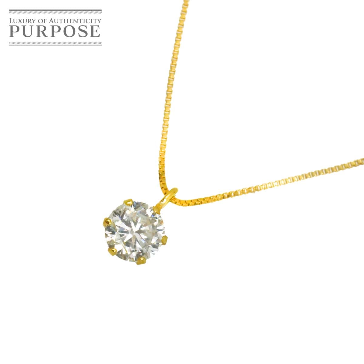 ダイヤ 0.41ct ネックレス 40cm K18 YG イエローゴールド 750 Diamond