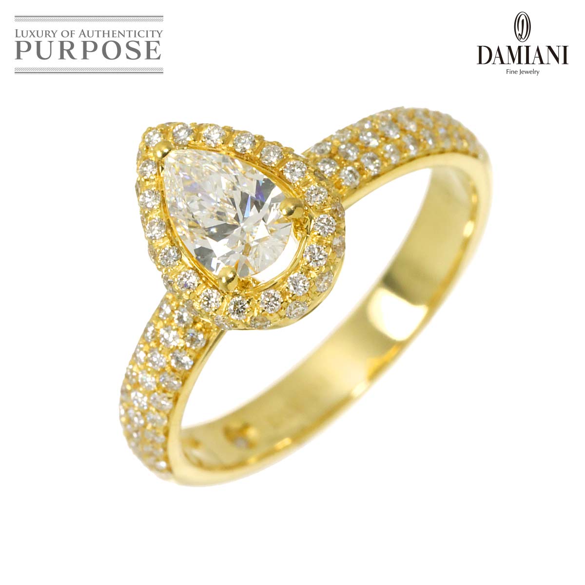 DAMIANI 12.5号 リング ペアシェイプ ダイヤ 0.51ct K18 YG イエローゴールド 750 指輪 Diamond Ring ダミアーニ 90324434