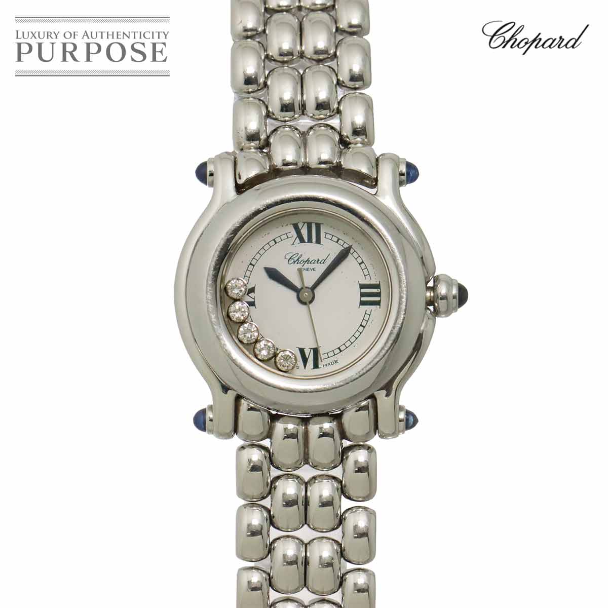 Chopard ハッピースポーツ 27/8250 23 レディース 腕時計 5P ダイヤ ホワイト クォーツ ウォッチ ショパール 90327766