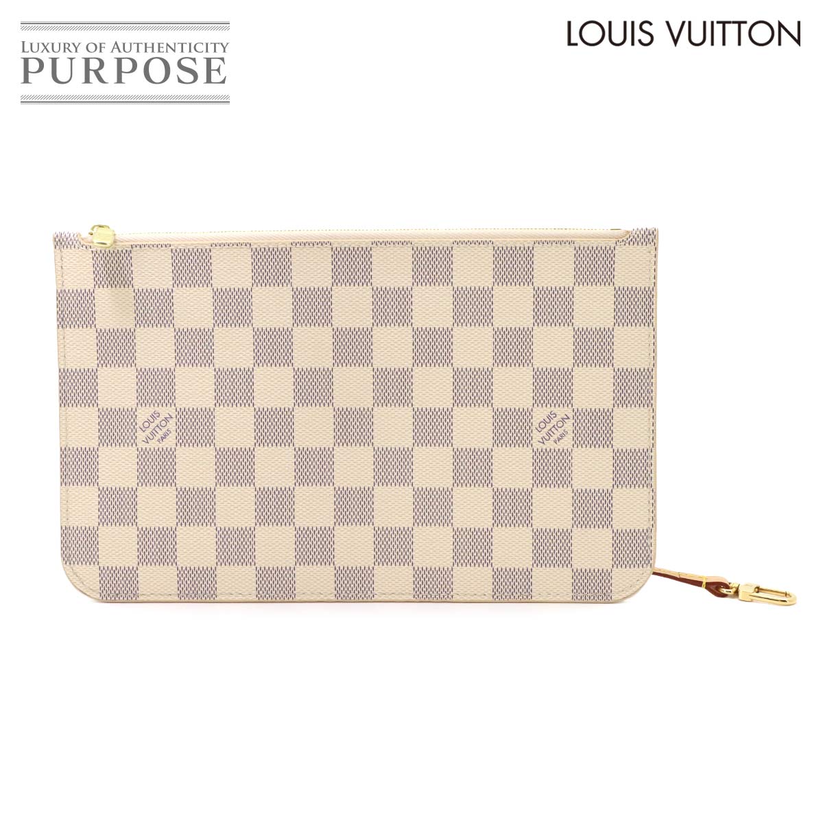 LOUIS VUITTON ダミエ アズール ポーチ ベージュ ゴールド 金具 Damier Azur Pouch ルイ ヴィトン 90323951