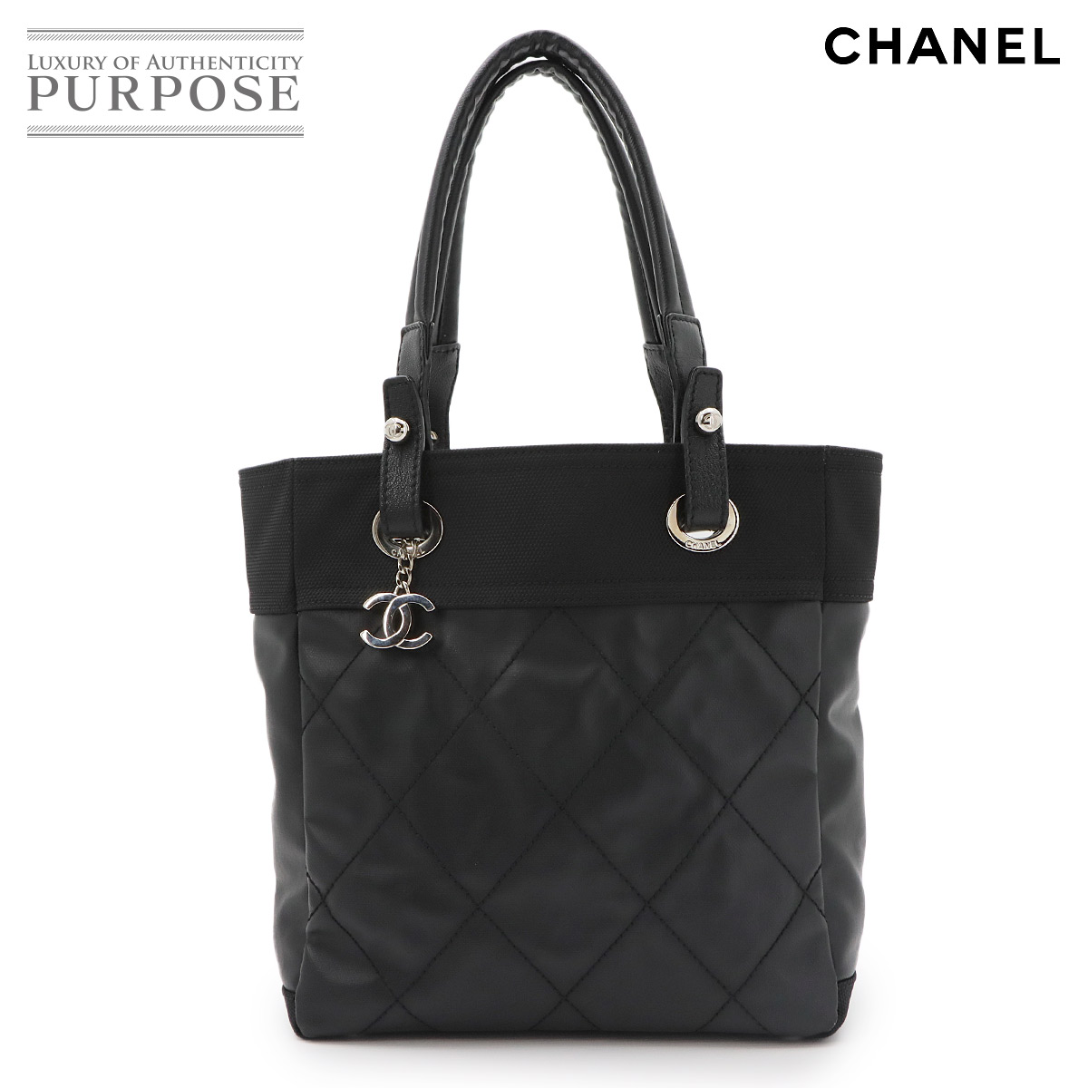 CHANEL パリビアリッツ GM トート バッグ PVC ナイロン レザー 