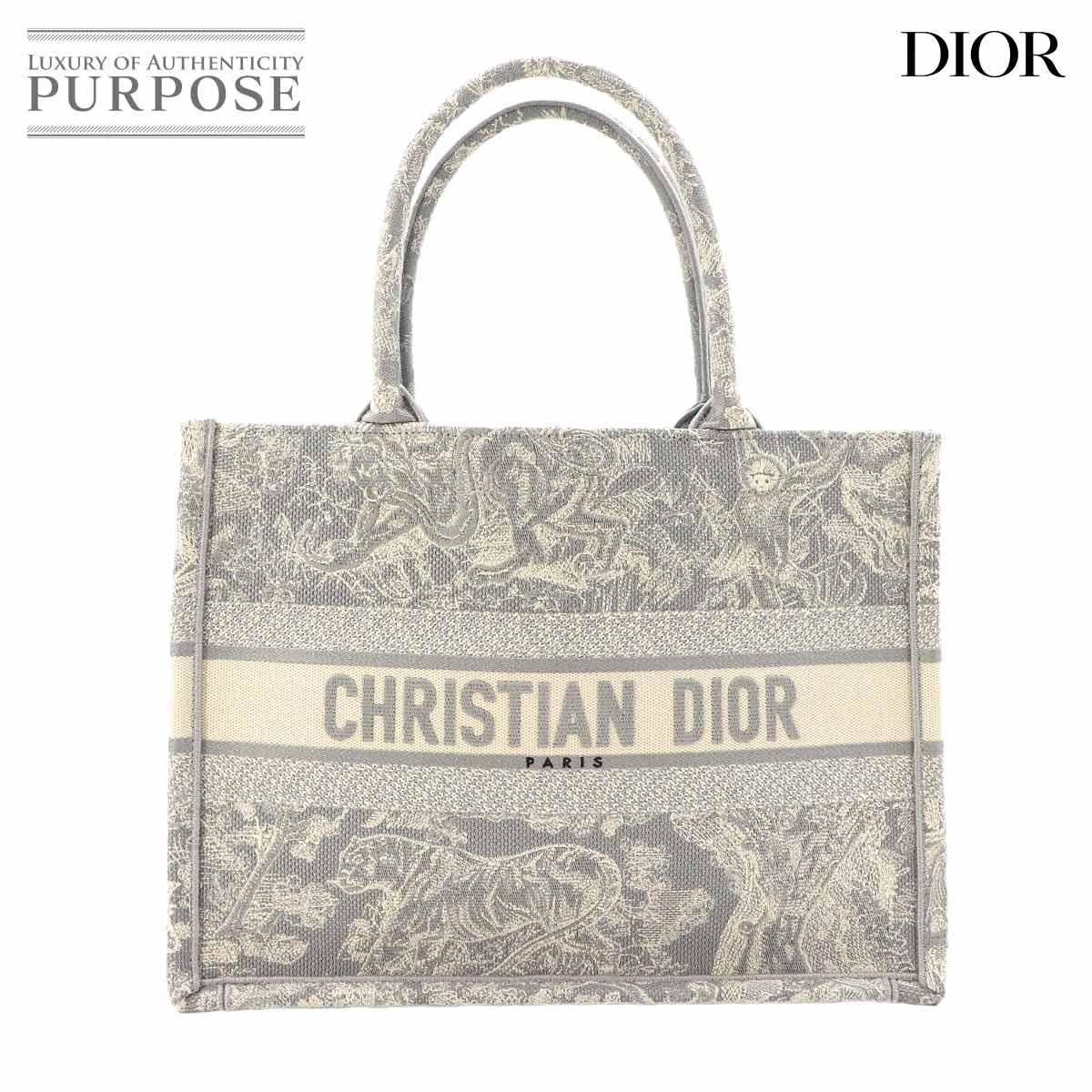 Christian Dior トワルドゥジュイ ブック トート ミディアム バッグ キャンバス グレー M1296ZRGO Book Tote Medium クリスチャン ディオール 90326086