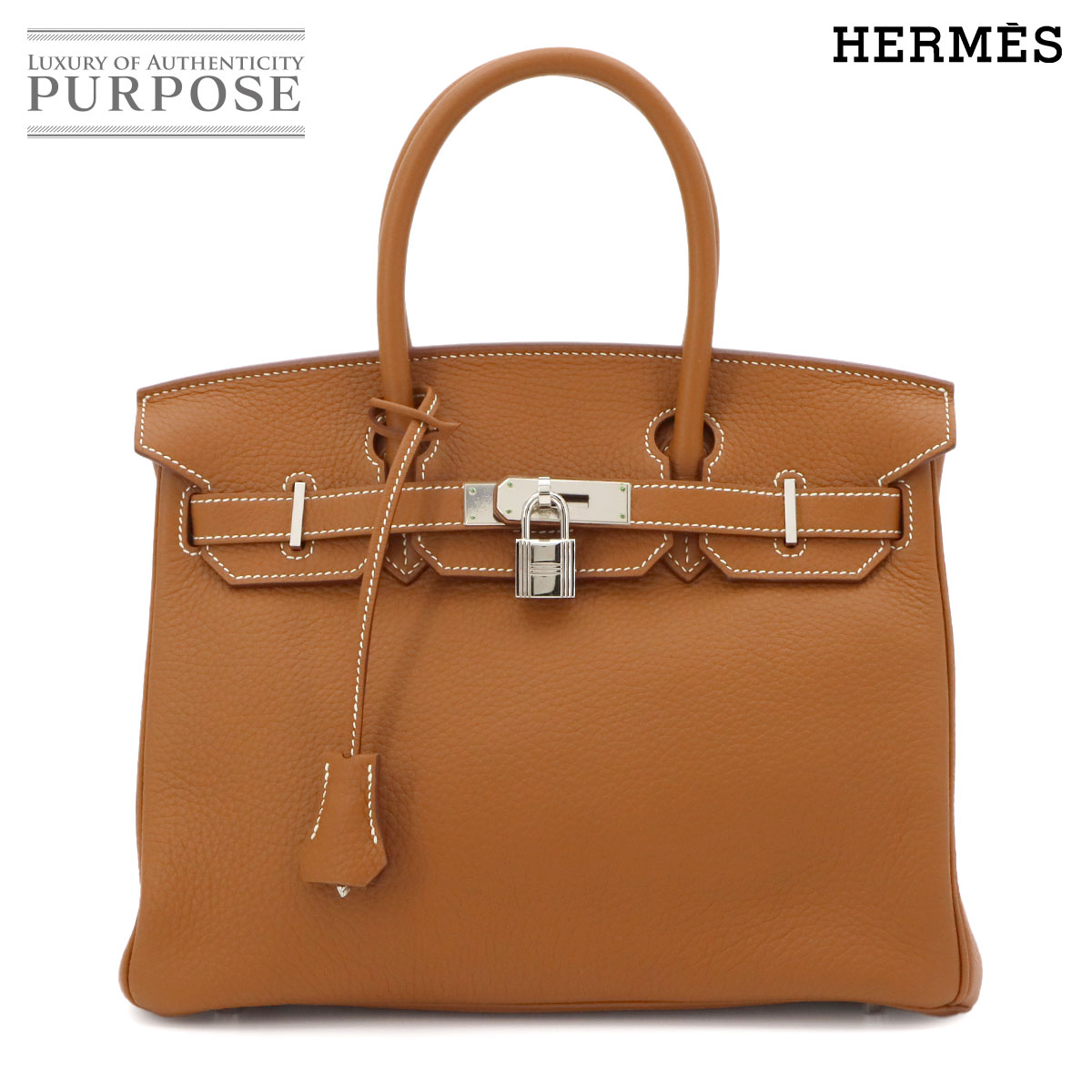 HERMES バーキン30 トゴ トレンチ ハンド バッグ A刻印 ゴールド 金具