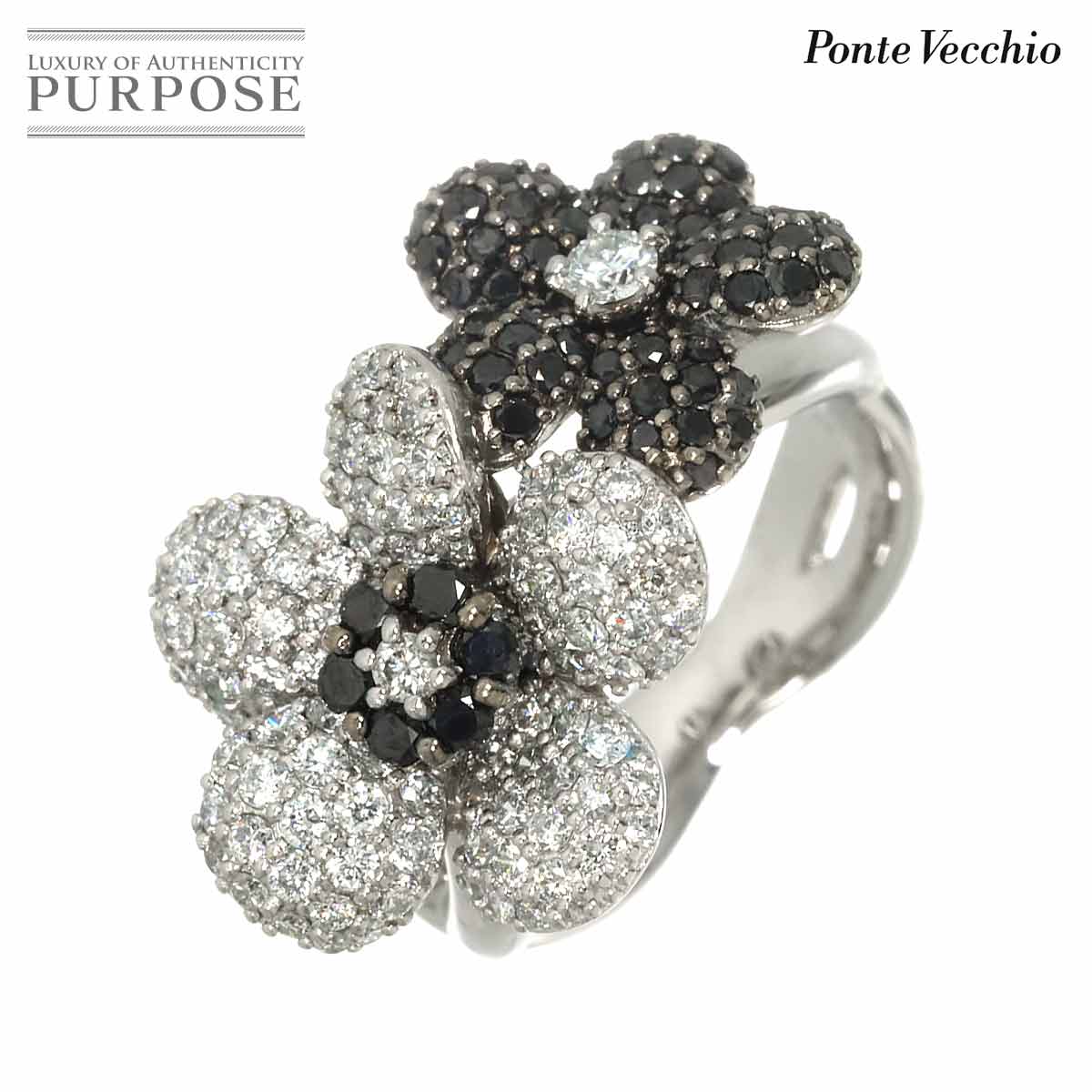 Ponte Vecchio 12号 リング ダイヤ 1.16ct ブラックダイヤ 0.75ct K18 WG ホワイトゴールド 750 指輪 Diamond Ring ポンテヴェキオ 90315508